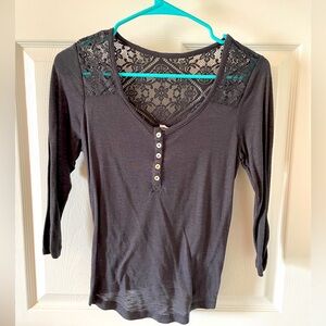 Neon Soul - Top - Long Sleeve - Grey - XS - Lace Back